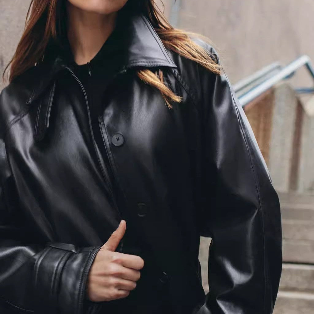 Elegance Noir  Damen-Ledermantel
