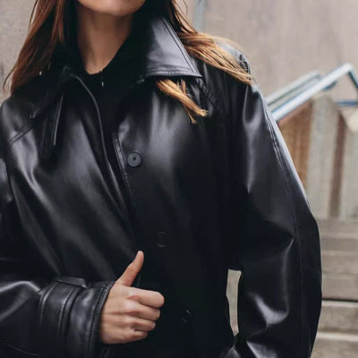 Elegance Noir  Damen-Ledermantel